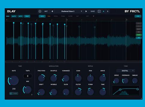 FRCTL Audio DLAY: vizuális multitap delay 64 szerkeszthető ismétléssel