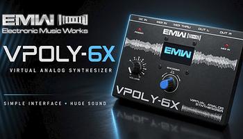 EMW VPOLY-6X: Polysix-szellemű, 6 szólamú VA szinti minimál kezelőfelülettel