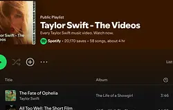 Taylor Swift mind az 58 videóklipje felkerült a Spotifyra
