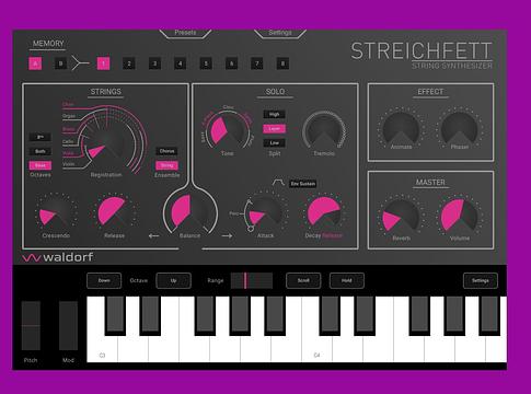 Waldorf Streichfett szintetizátor plugin formában macOS-re, Windowsra és iOS-re