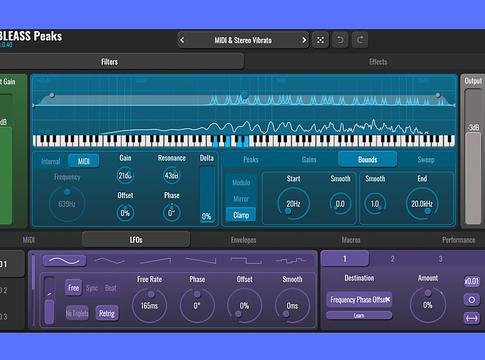 BLEASS Peaks: polifonikus, MIDI-vel „játszható” többcsúcsú szűrő macOS-re, Windowsra és iOS-re